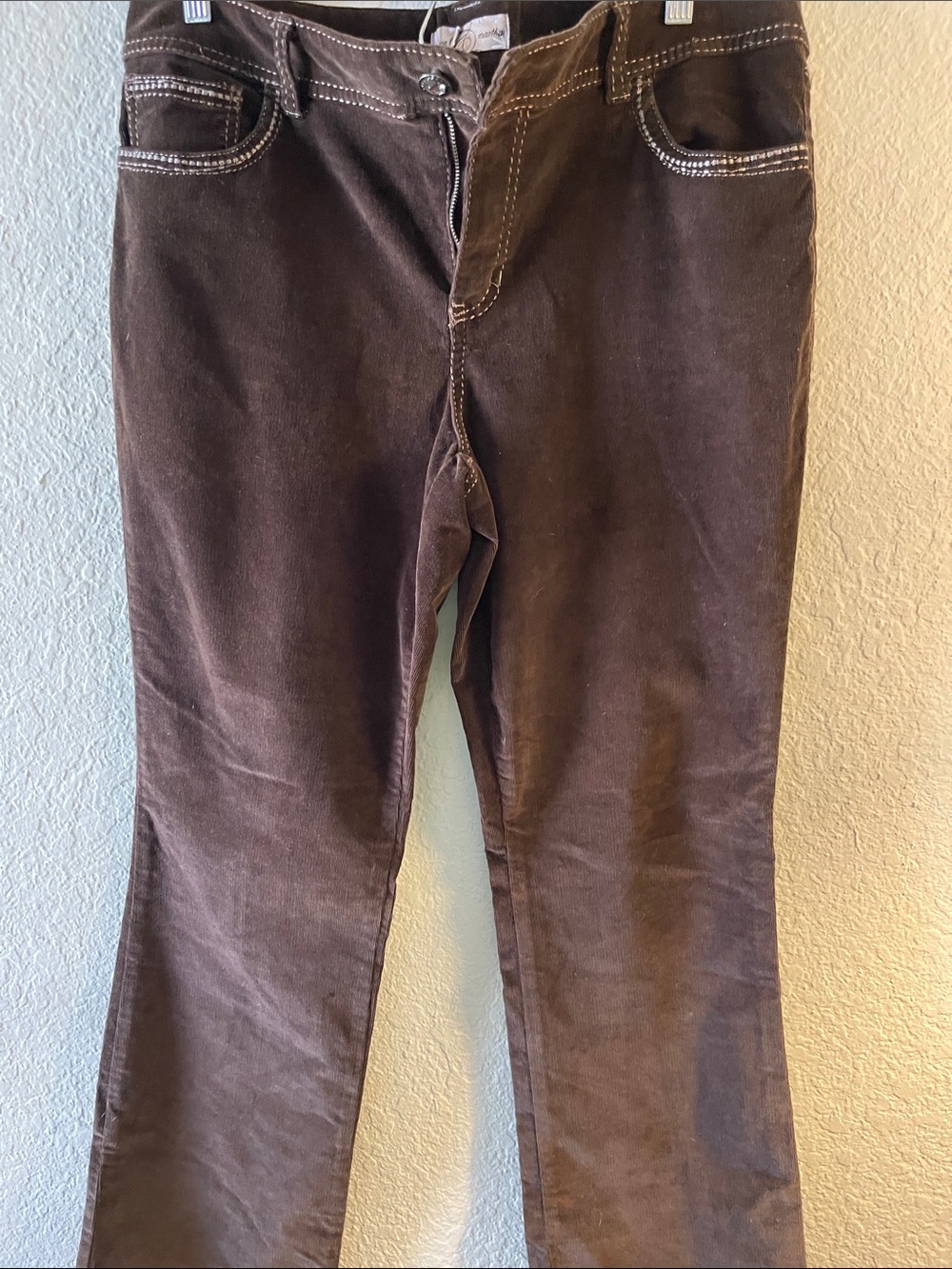 George & Martha Brown Corduroy Straight-Leg Pants Size 14 P